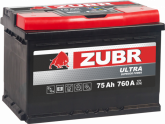 Аккумулятор ZUBR ULTRA (75 A/h), 760A R+