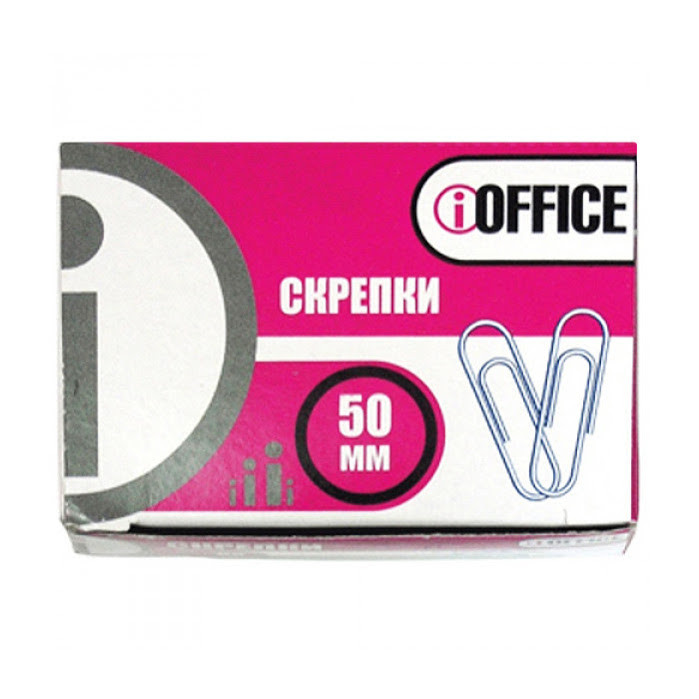 Скрепки металлические, оцинкованные 50 мм., "iOffice"