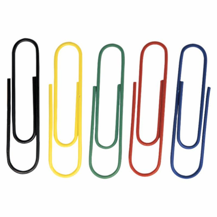 Скрепки канцелярские L28 мм., цветные