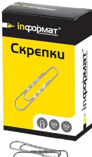 Скрепки канцелярские inФОРМАТ серебро гофр. 50 мм, 50 шт.