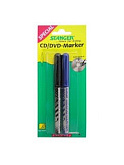Маркеры STANGER CD/DVD, набор: 1 черный+1 синий, блистер