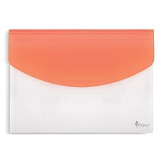 Папка-конверт с кнопкой, с расширением на 3 отд., А4, оранжевая