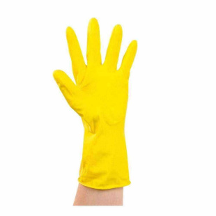 Перчатки хозяйственные латексные с х/б напылением, желтые, S