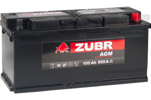Аккумулятор ZUBR AGM (105A/h), 950A R+
