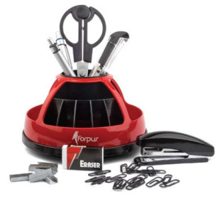 Настольный органайзер, 9 предметов, вращающийся, красный